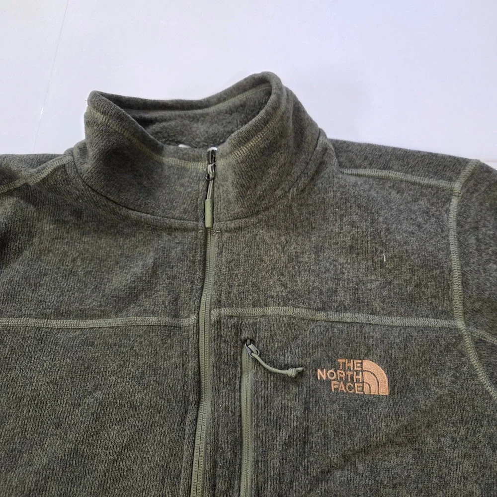 The North Face Mens XL Gordon Lyons Full Zip Fleece Jacket Olive Green Heather